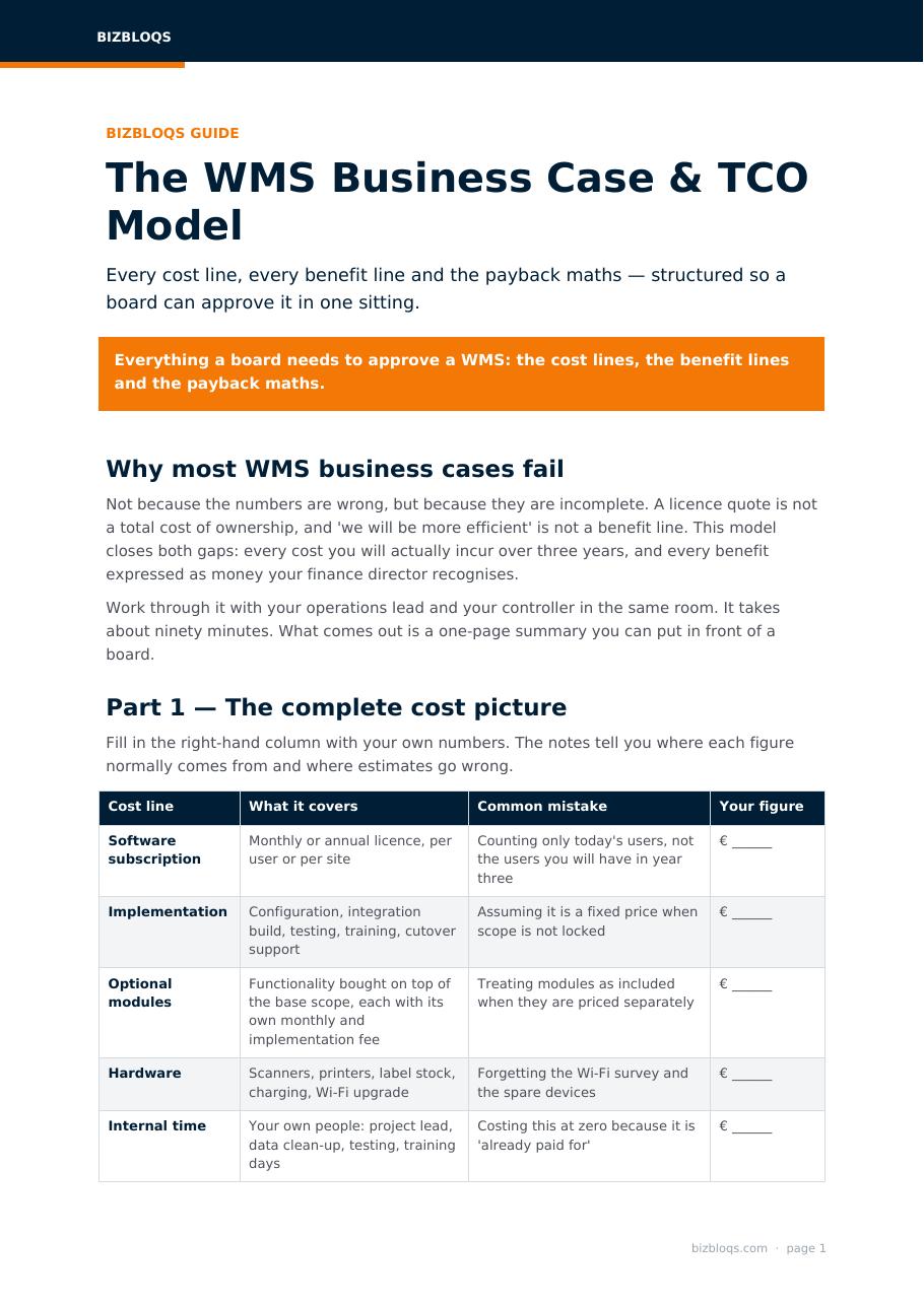 Der LVS Business Case & das TCO-Modell